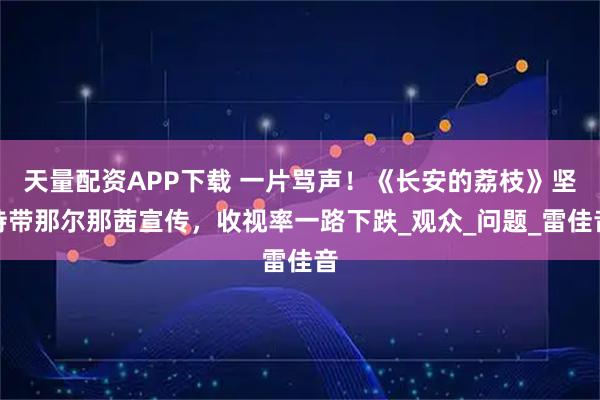 天量配资APP下载 一片骂声！《长安的荔枝》坚持带那尔那茜宣传，收视率一路下跌_观众_问题_雷佳音