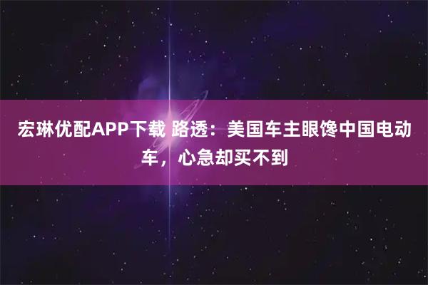 宏琳优配APP下载 路透：美国车主眼馋中国电动车，心急却买不到